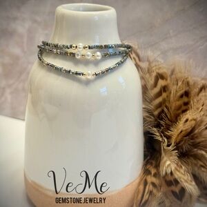 Gemstone Jewelry Silver and Gold Bracelet